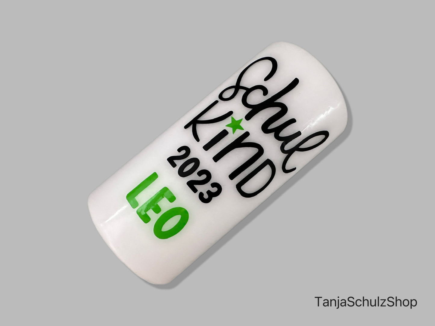 Schulkind Kerze, personalisiert mit dem Namen des Kindes, Geschenkidee zur Einschulung