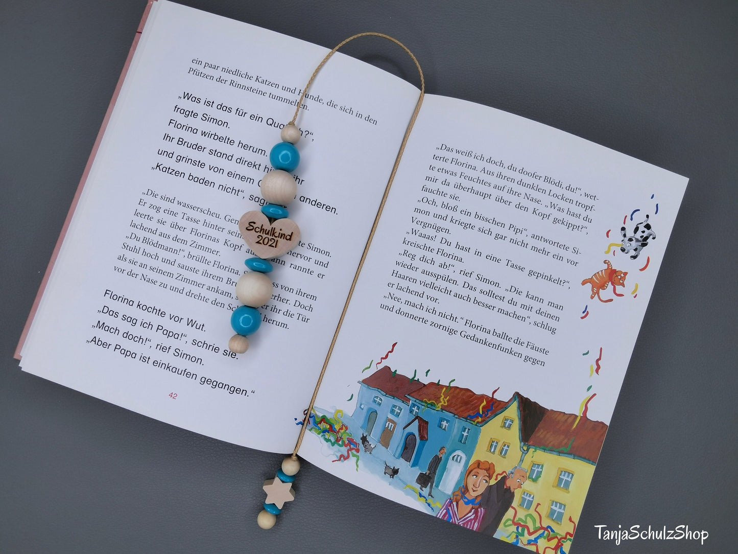 Kinder - Lesezeichen - Bücherwurm - Schulanfänger - Geschenkidee zur Einschulung - personalisiert mit dem Namen des Kindes